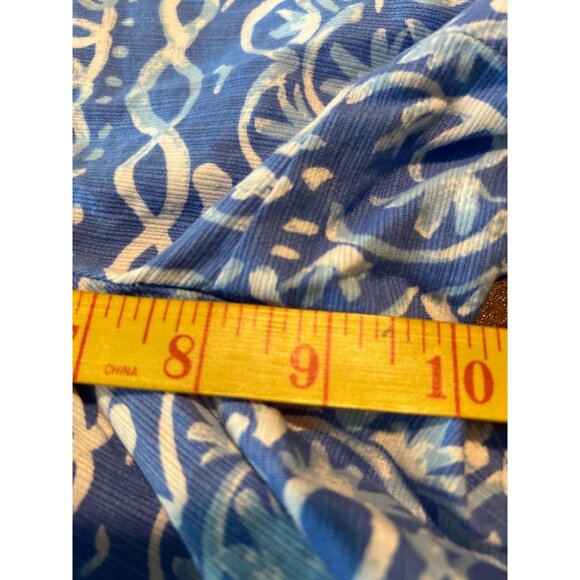 Southern Tide Womens Blue White Cotton Shorts Sz 2 Tropical Tribal Print Preppy - Picture 6 of 7